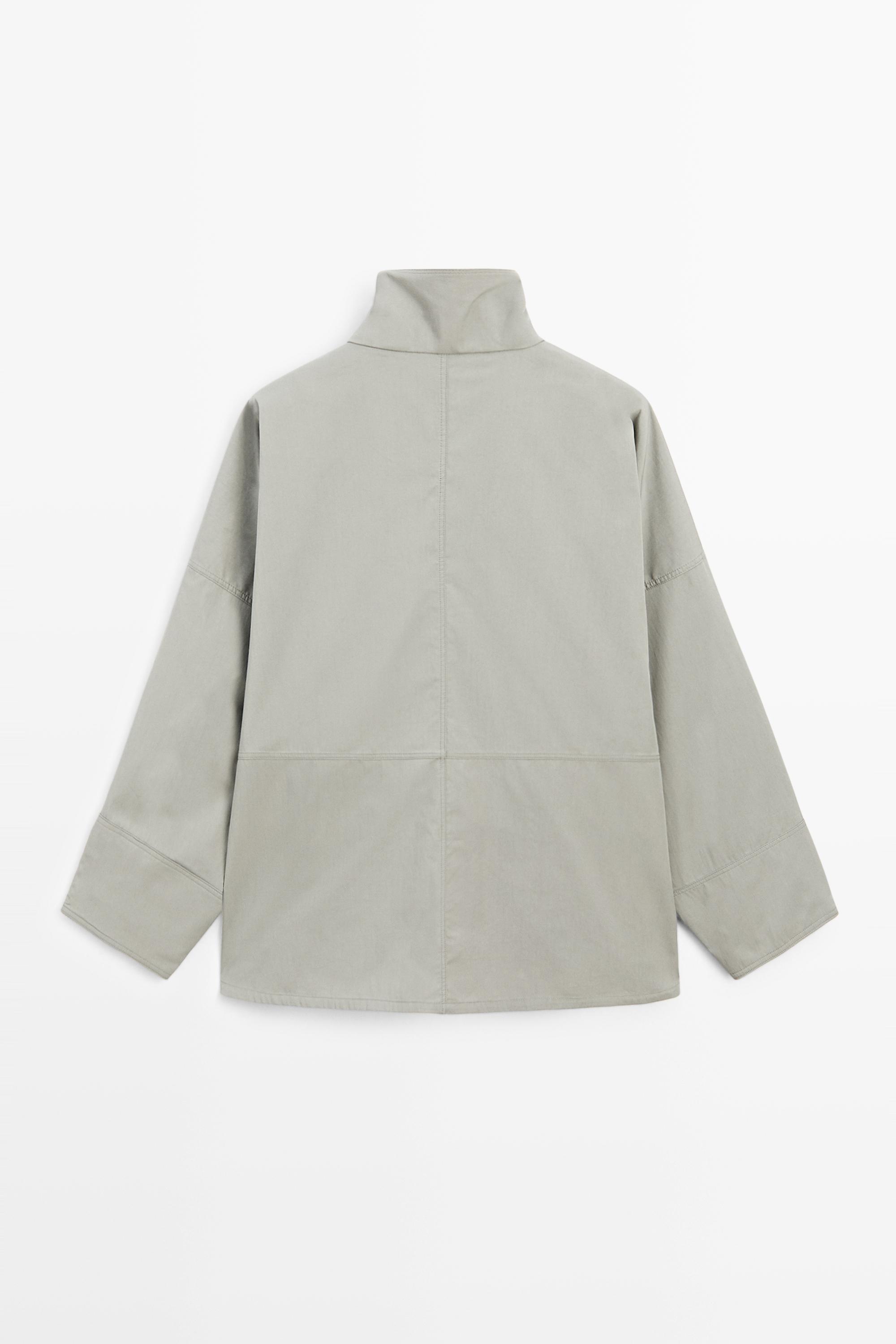 Cotton blend high neck jacket